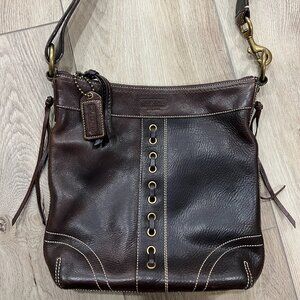 COACH Chelsea Laced Brown Leather Crossbody Shoulder Bag